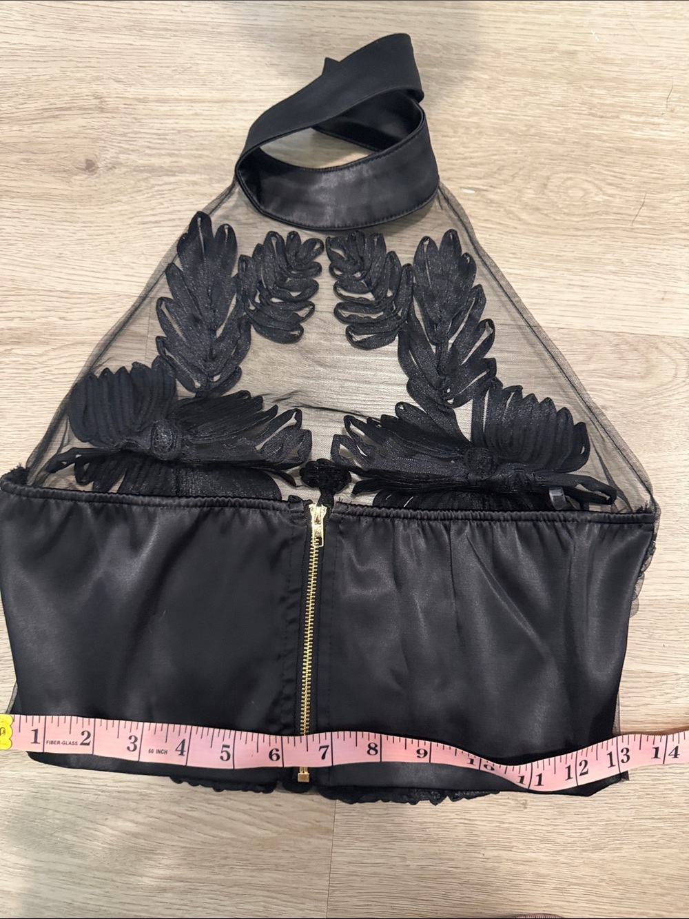 Sheer Black Embroidered Halter Crop Top - Picture 10 of 10
